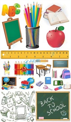 地球儀鬧鐘黑板臺(tái)燈開學(xué)學(xué)習(xí)用品矢量素材下載